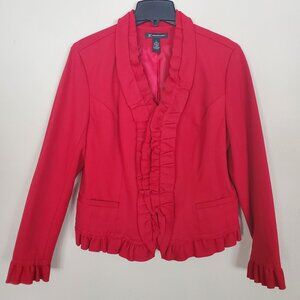 INC Ruffle Blazer with Zipper Red